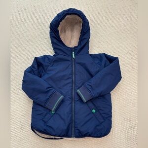 Boden boys navy blue sherpa-lined coat 4-5y